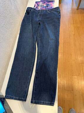 INTO THE AM Men's Dark Wash Straight Leg Denim Jeans - Size 36